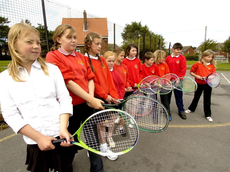 Hawsker Primary School pupils receive tennis coaching at Eskdale School.