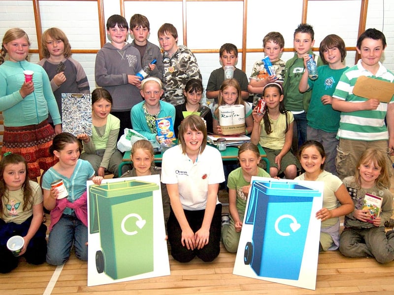 Lythe Primary School pupils learn about recycling from Alyson Readman, recycling communications officer.