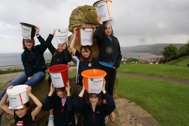 Robin Hood’s Bay Guides with their charity collection buckets.