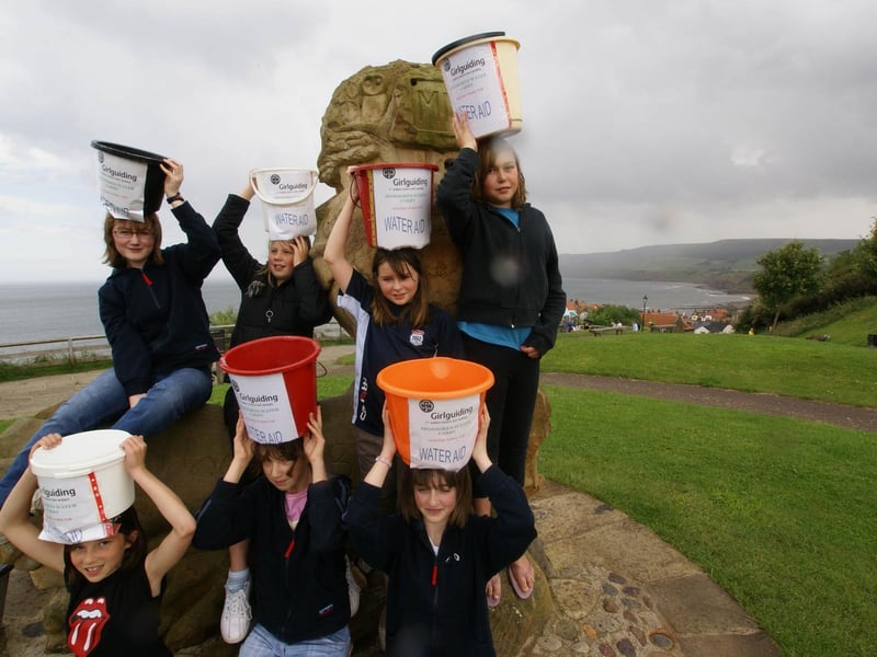 Robin Hood’s Bay Guides with their charity collection buckets.