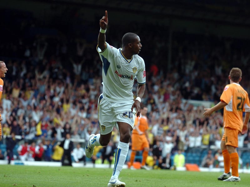 Tresor Kandol celebrates scoring against Luton Town at Elland Road in September  2007.