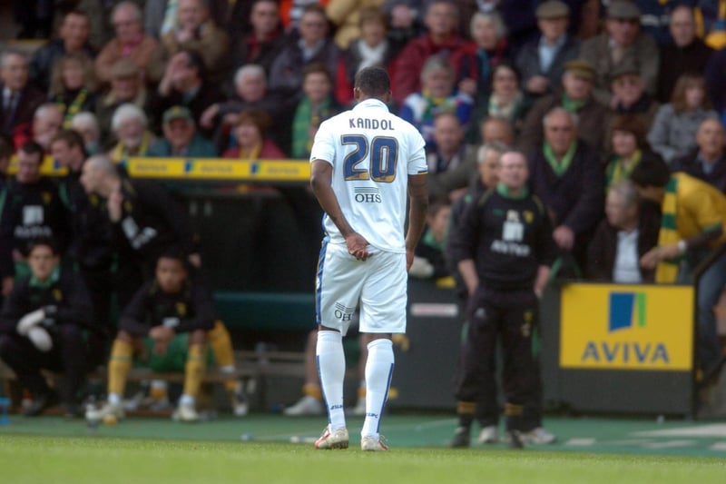 Substitute Tresor Kandol is sent off moments after coming onto the pitch against Norwich City at Carrow Road in March 2010.