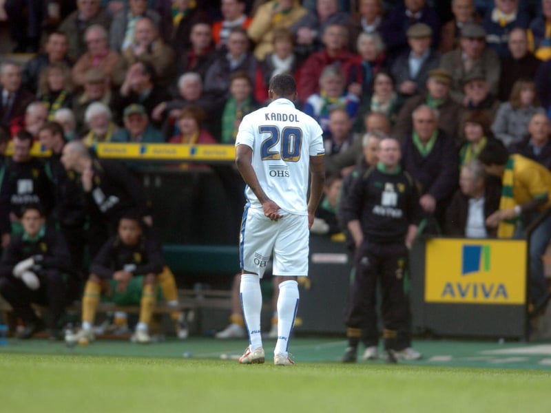 Substitute Tresor Kandol is sent off moments after coming onto the pitch against Norwich City at Carrow Road in March 2010.