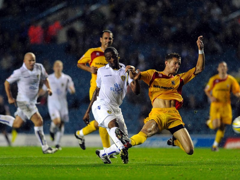 Tresor Kandol scores his second goal during the Johnstone's Paint Trophy second round clash against Darlington in Octoebr 2009.
