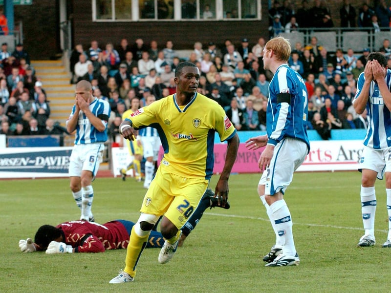 Tresor Kandol celebrates scoring the only goal against Brighton and Hove Albion in October 2007.