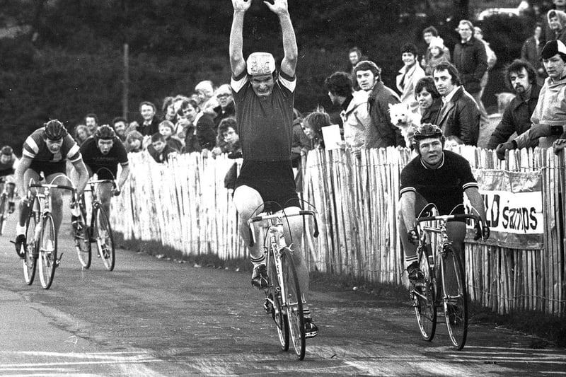 Wigan Wheelers cycle race event through Mesnes Park and the town centre in 1976