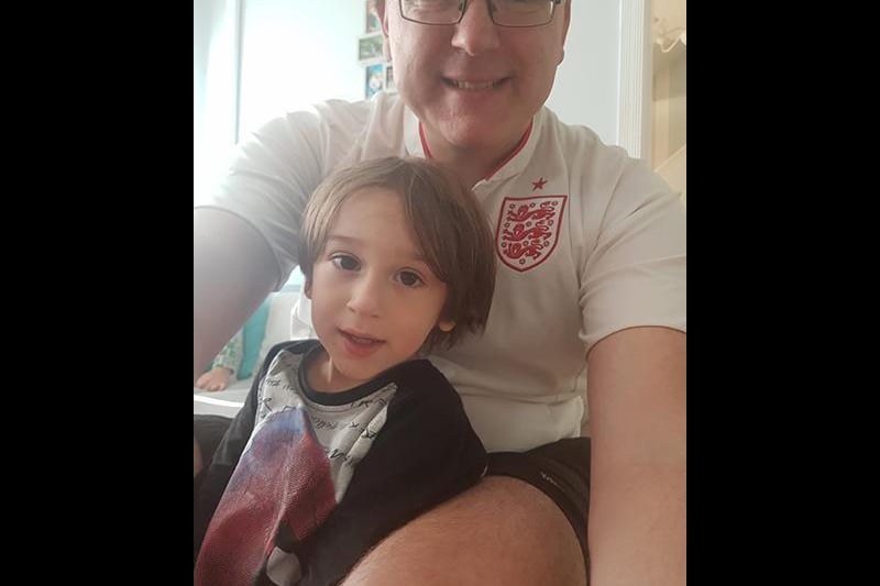 "Myself and my three year old son Oliver. Come on England." - Matthew Armistead