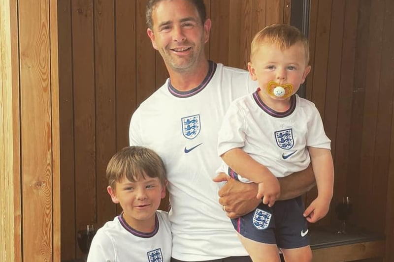 "My boys supporting the boys... bringing it home! Good luck England" - Picture from Katie Ashton