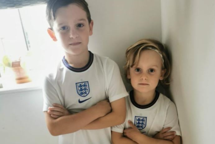 Posted by Rachel Bromilow: Leighton and Lucas Hock. Leighton hasn't missed an England match and cannot wait for the final! It's coming home!!!!