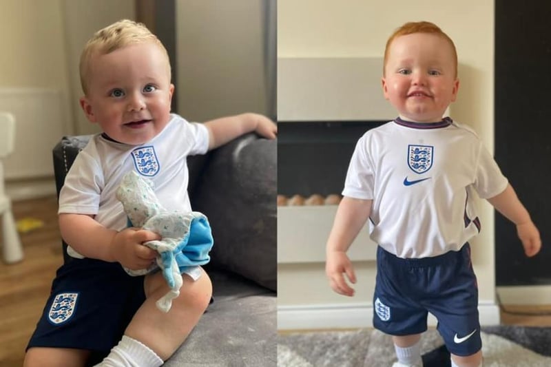 Posted by Gemma Baxter: Good luck England! It’s coming home!!! From Rupert & Rory Davies, age 1
