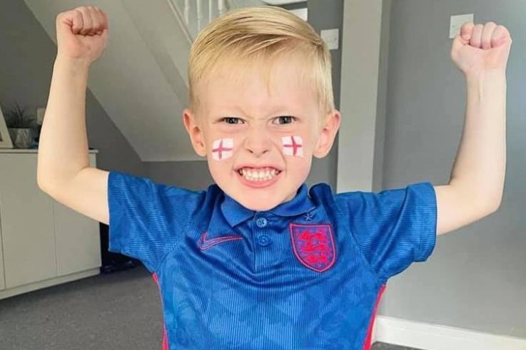 Posted by Ian Michael: Good luck England from Rhys, 5