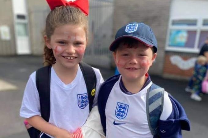 Posted by Alyson Waters - Good luck England, so proud of you all. Lots of love from Ffion and Finlay