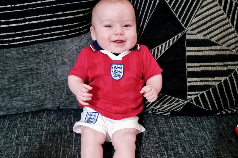 "Richard Geoffrey 5 Months has Loved watching every England game." Picture from Kathryn McManus