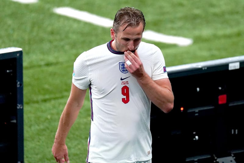 England's Harry Kane leaves the pitch after being substituted during the UEFA Euro 2020 Group D match at Wembley Stadium