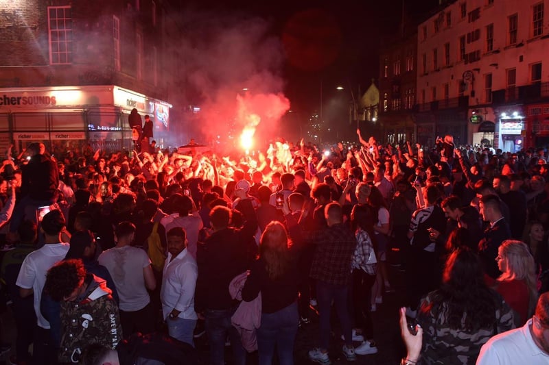 Crowds gathered in Church Street following the match.