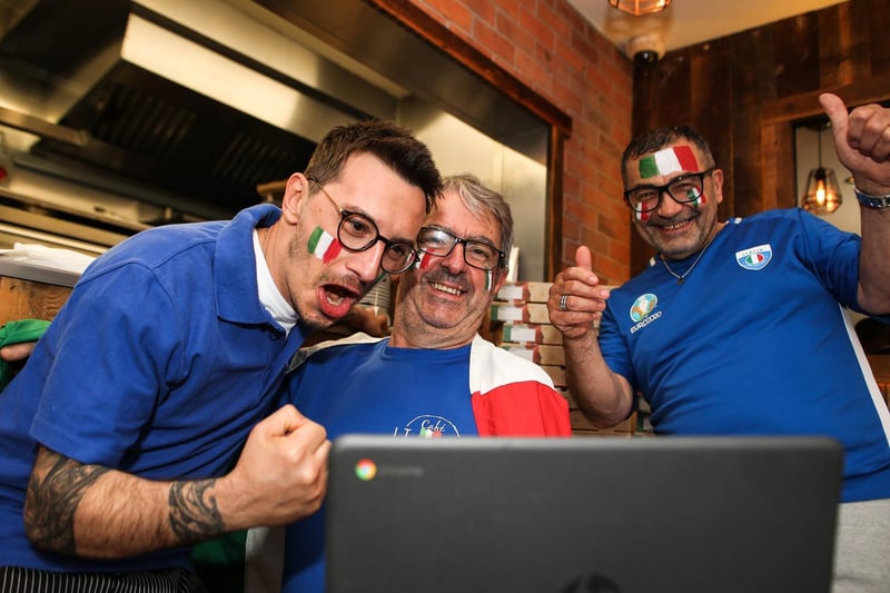 Staff at Cafe Italia restaurant in Halifax preparing to watch the game at the restaurant.
Picture: John Bradley/ProSportsImages