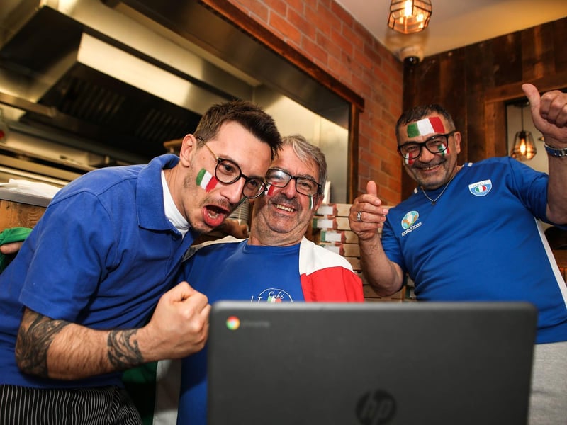 Staff at Cafe Italia restaurant in Halifax preparing to watch the game at the restaurant.
Picture: John Bradley/ProSportsImages