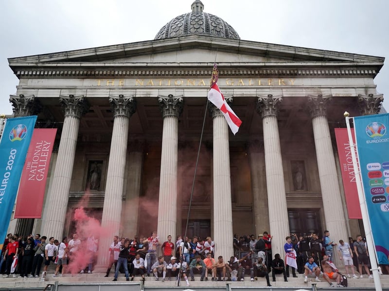 England fans gather at the National Gallery throughout the day on Sunday.
Picture: PA