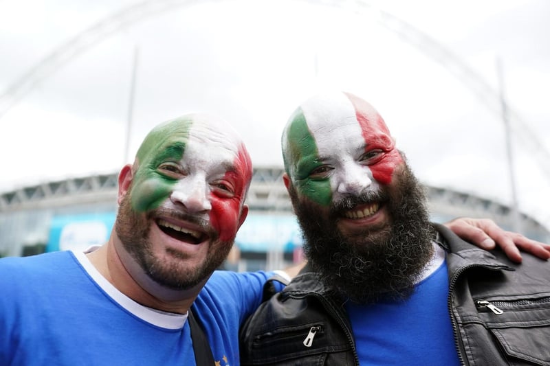 Two Italian fans who are at Wembley for tonight's Euro 2020 final.