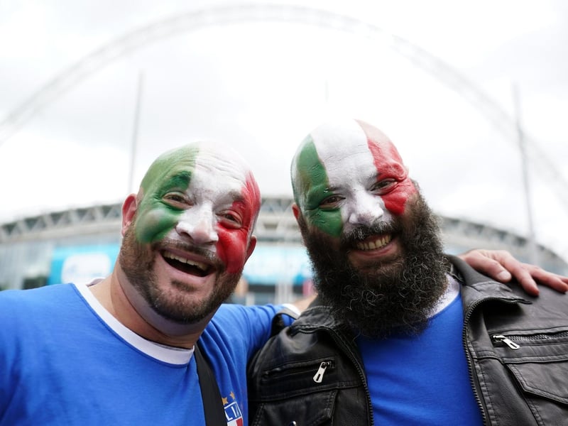 Two Italian fans who are at Wembley for tonight's Euro 2020 final.