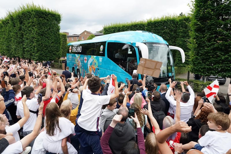 Fans lined the route as the England team bus left the hotel and headed for Wembley.
Picture PA