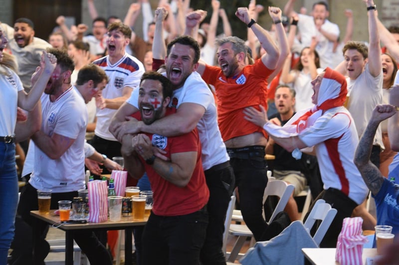 England take the lead against Italy in the Euro 2020 final.
Picture: Guzelian