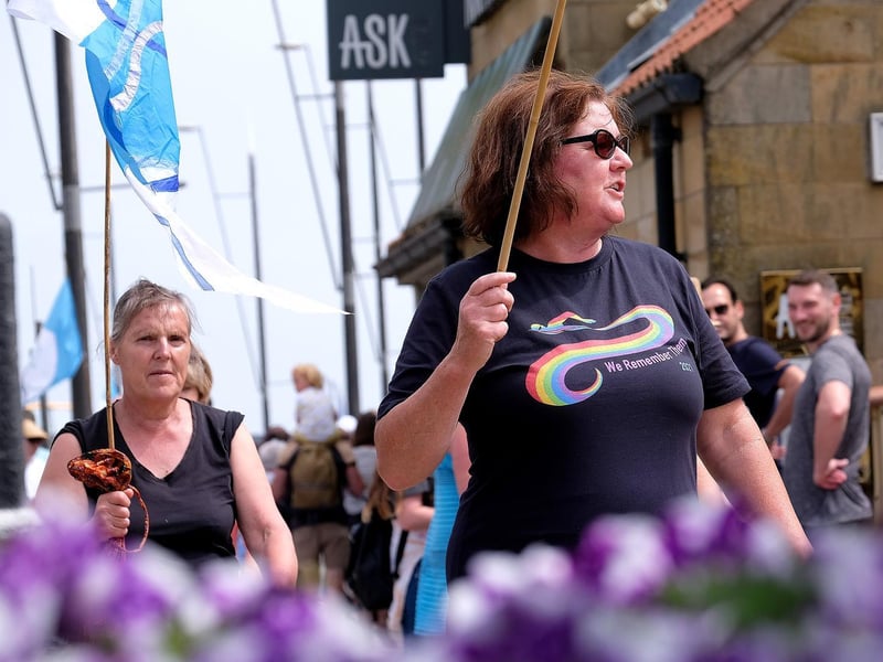 Making their way along the seafront.