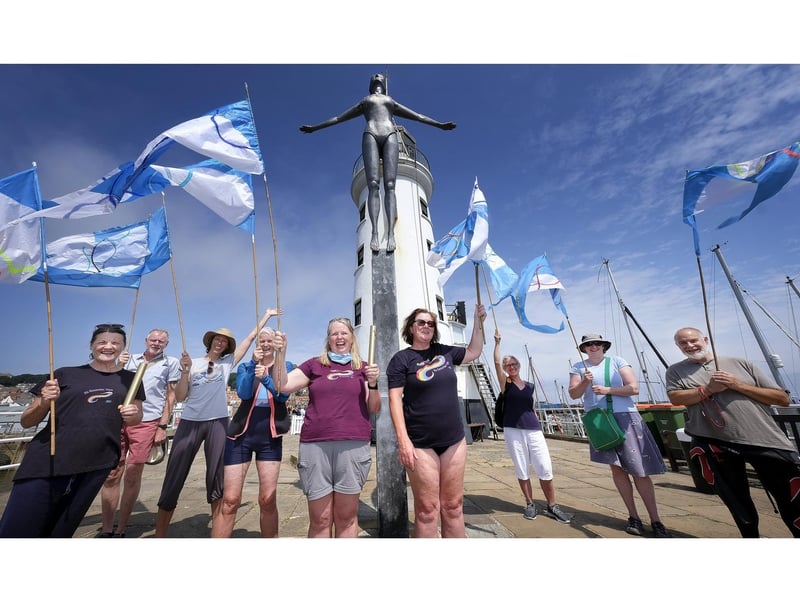 Organisers Caroline Powell and Carmel O'Toole with supporters at Vincent Pier.