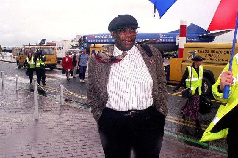 B.B. King, American blues singer-songwriter, guitarist and record producer, touched down at Leeds and Bradford Airport.
