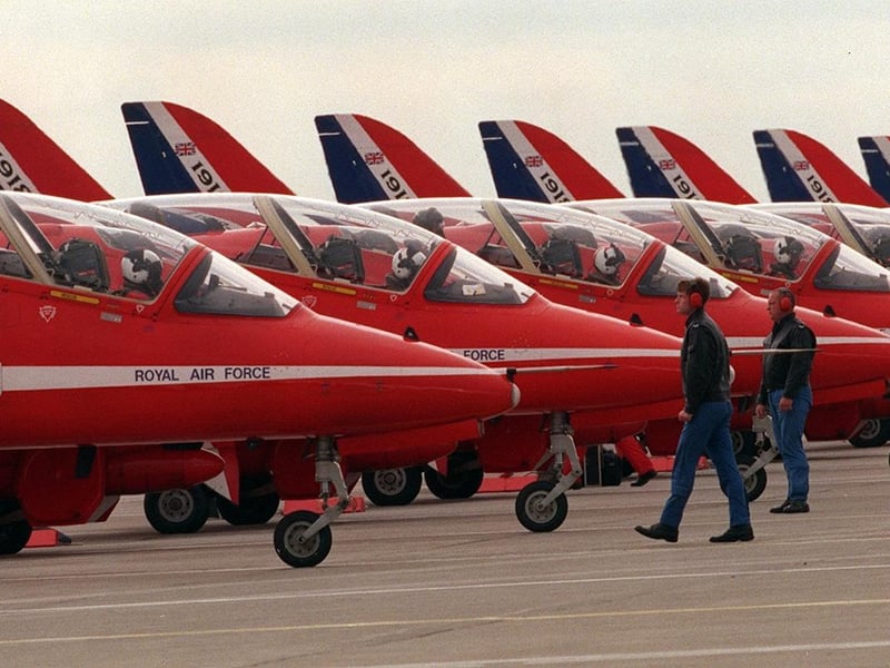 The Red Arrows were at Leeds Bradford Airport ahead of visiting an airshow at Redcar.