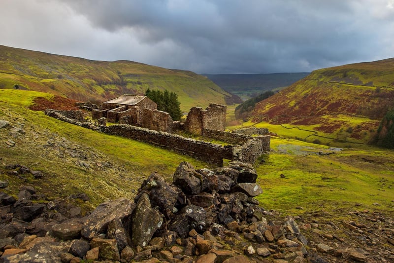 The ruins of Crackpot Hall in Upper Swaledale above Muker.