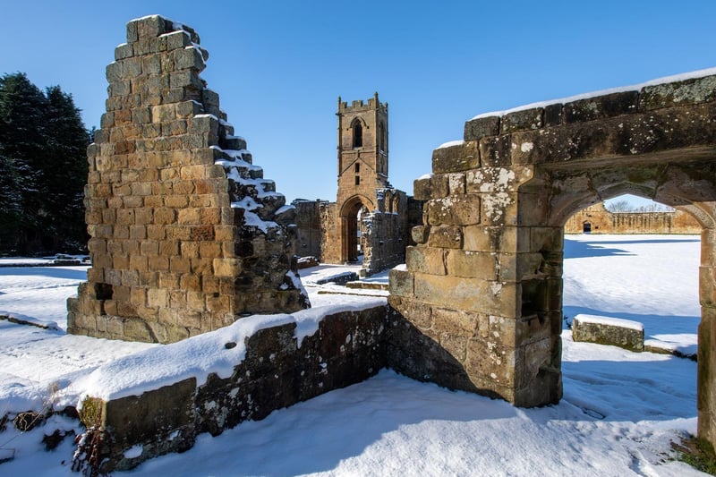 Mount Grace Priory in the snow.