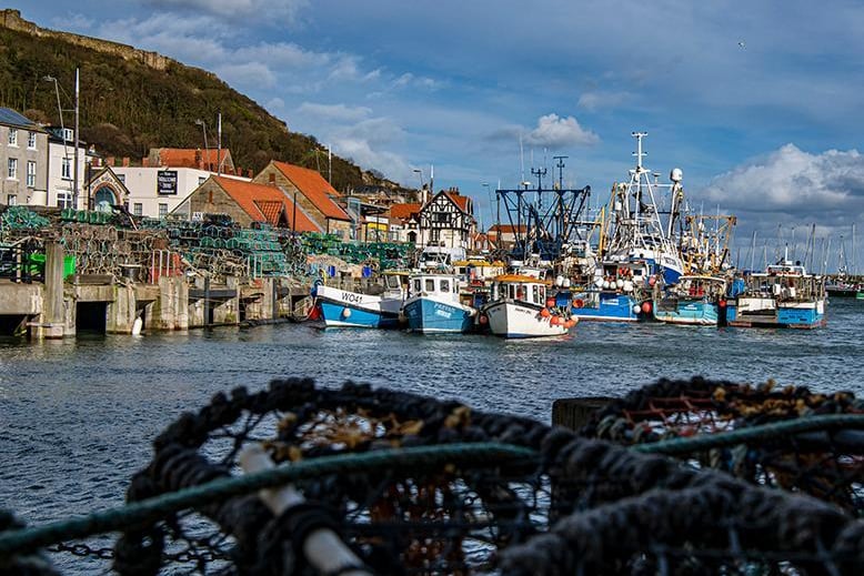 Fishing boats moored up in Scarborough harbour