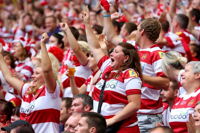 2013 -  Wigan fans show their support during the Tetley's Challenge Cup Final between Wigan Warriors and Hull FC at Wembley Stadium.