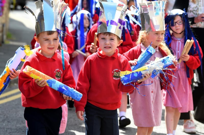 The entire school took part with pupils of all ages joining a parade along Church Street, through the Millennium Garden to the village recreation ground.