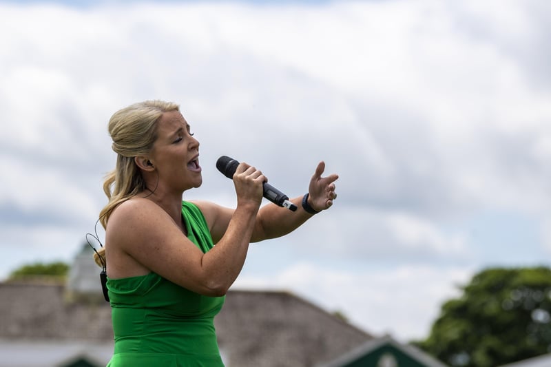 13 July 2021.....   Great Yorkshire Show Day 1 Tuesday.
Lizzie Jones performs in the main ring. . Picture Tony Johnson