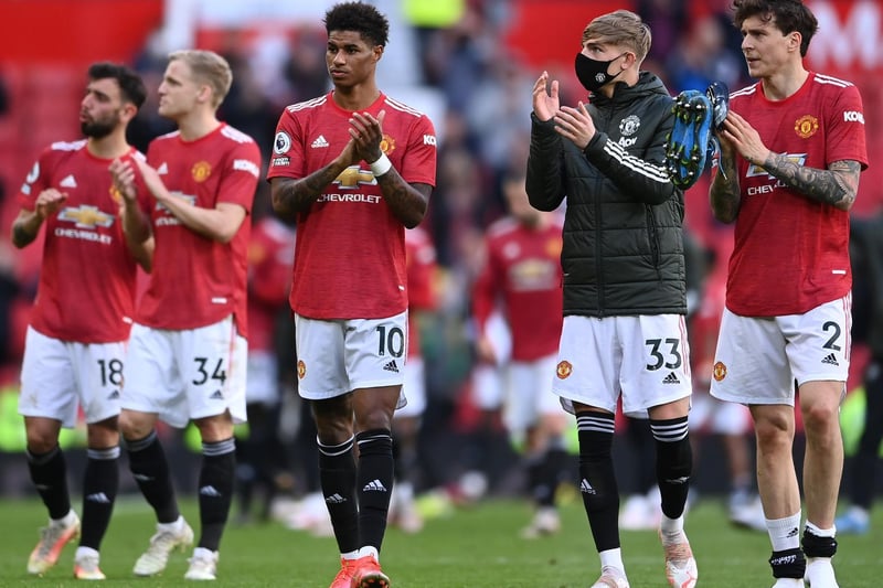 Marcus Rashford of Manchester United applauds the fans after the Premier League match between Manchester United and Fulham at Old Trafford on May 18, 2021 in Manchester, England.