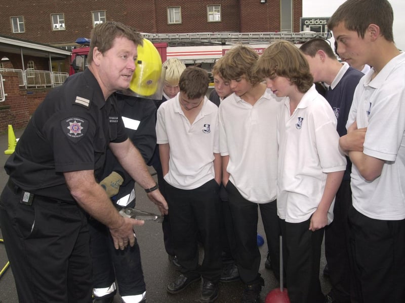 Jim Cairns, Whitby Fire Brigade sub-officer, gives a demonstration.