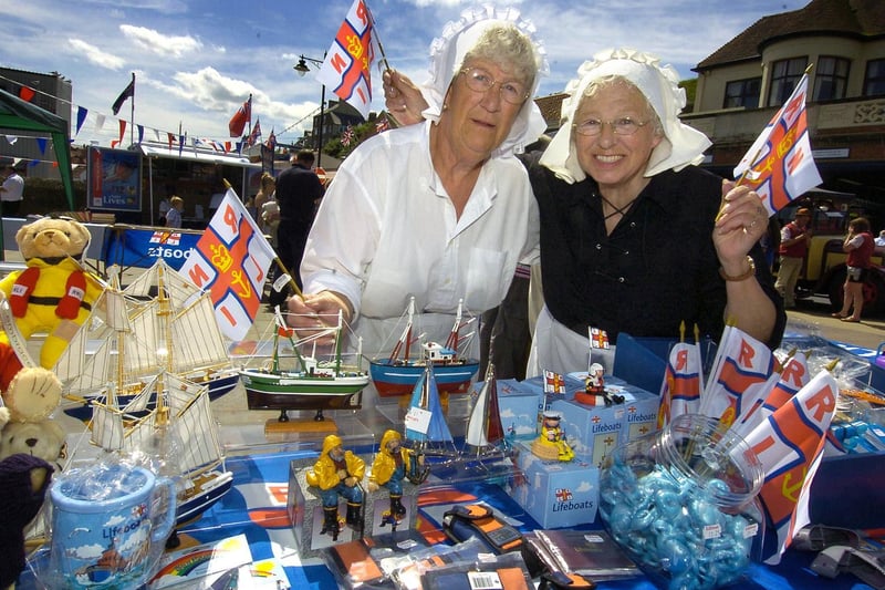 Ada Myers and Rosalie Walker sell souvenirs at Whitby Lifeboat Weekend.