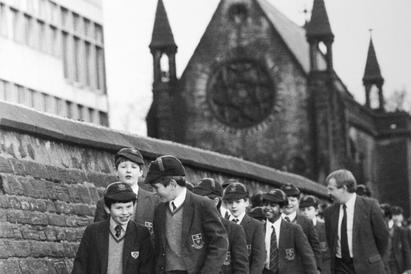 These Leeds Grammar School pupils were walking tall in January 1994. Over the last seven years they had raised nearly £100,000 from sponsored walks.