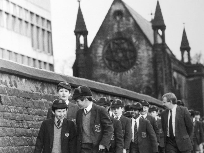 These Leeds Grammar School pupils were walking tall in January 1994. Over the last seven years they had raised nearly £100,000 from sponsored walks.