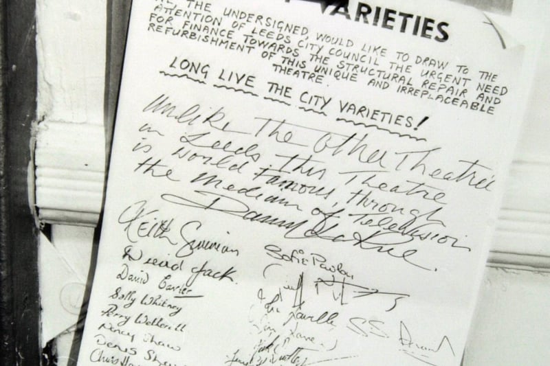 High-profile names from the entertainment world including Danny La Rue signed a petition calling on council chiefs to fund the refurbishment of the City Varieties in June 1994.