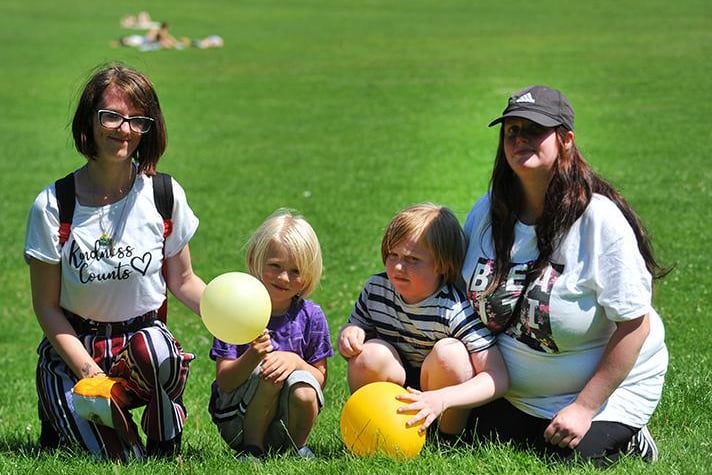 Michelle Eccles, Jayden Eccles-Walton, four, Ehtan Killeen, six, and Julie Eccles,  pictured at Avenham Park, Preston.
