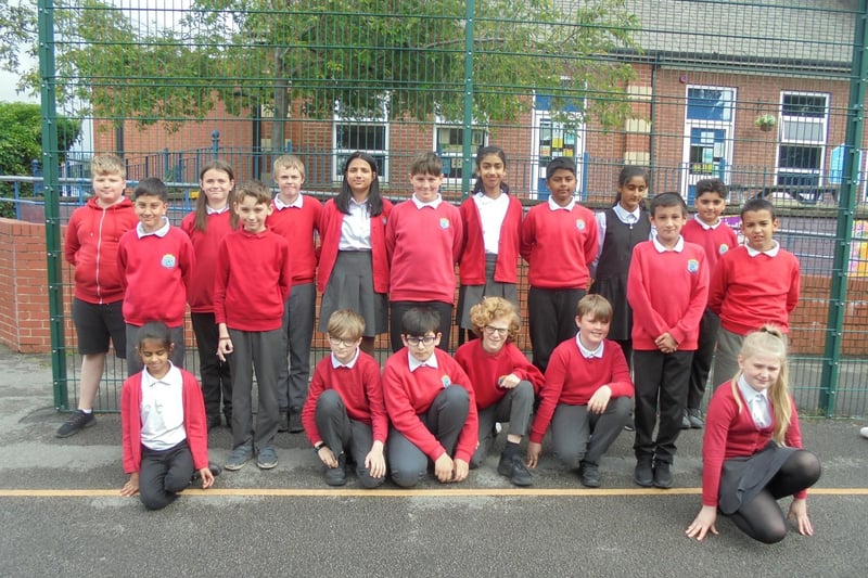 Year six pupils at Healey Junior, Infant and Nursery School, Batley