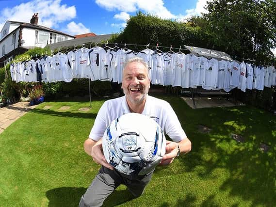 Graham with his haul of Preston North End shirts