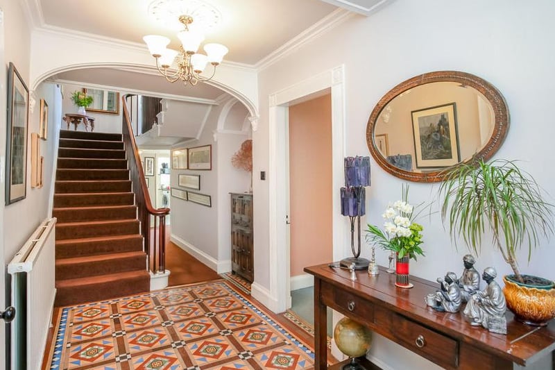 The hallway and staircase at 8, Castle Park, Lancaster, LA1 1YQ. For sale at 825,000 through agents Fine and Country. Picture courtesy of Fine and Country.