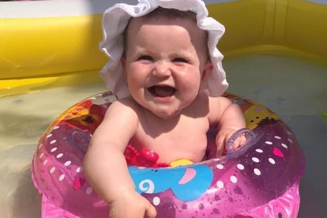 Melanie Turner shared a photo of seven month old Rosie enjoying her paddling pool .
