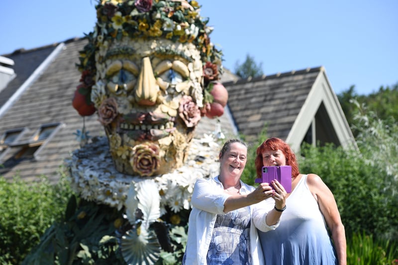 18th July 2021.
The Four Seasons sculptures at RHS Garden Harlow Carr, created by American artist called Philip Hass.
Pictured selfie time at one of the sculptures.
Picture Gerard Binks