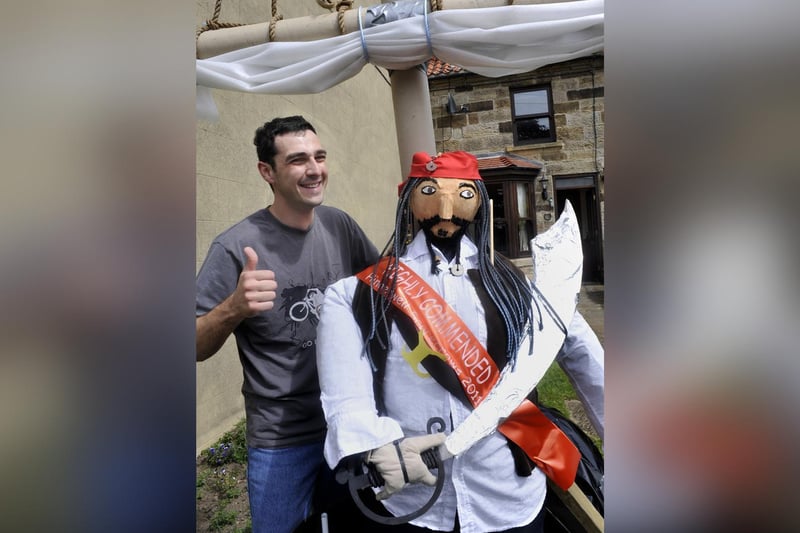 Hinderwell Gala Week Scarecrow Festival: Steve Savage and Jack Sparrow.