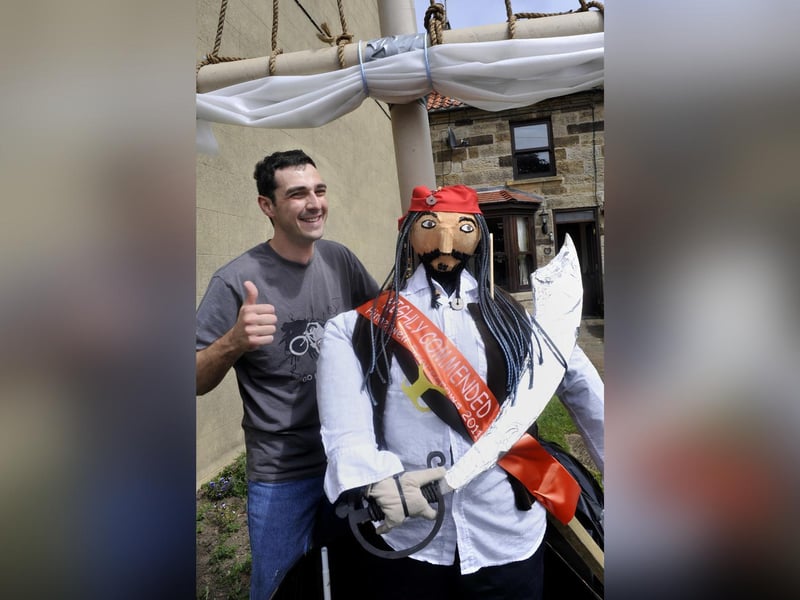 Hinderwell Gala Week Scarecrow Festival: Steve Savage and Jack Sparrow.